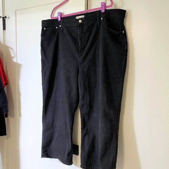 Madewell Denim - Madewell Slim Wide Leg Crop Jeans - Lunar Wash Black, High Waist - Size 24W